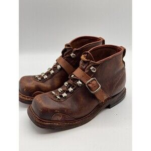 Vintage Antique Women’s Tretorn Brown Leather Ski Boots Size 8 RARE